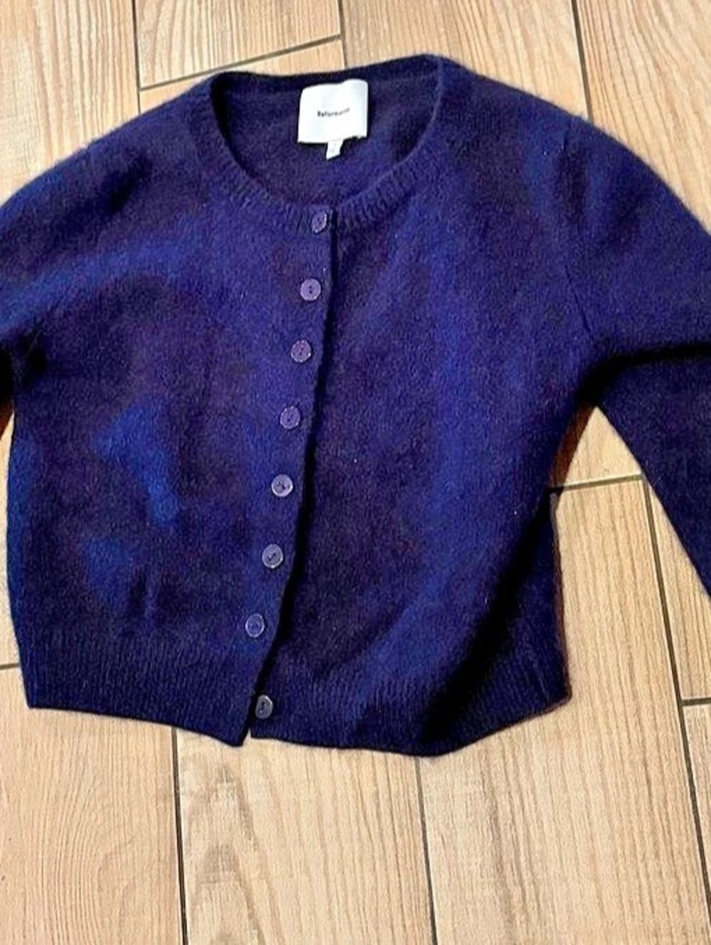 Reformation Clara Cashmere Cardigan Blue Small